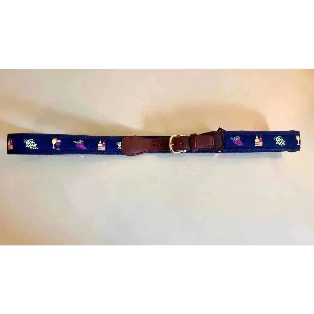 Vintage Alynn Grape Wine Standard Fit Izod Ribbon Leather Belt Women